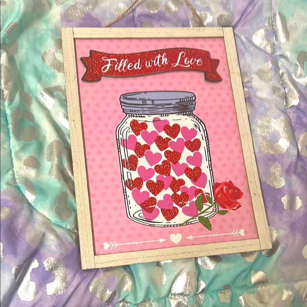 Filled with Love Pink and Red Heart Poster